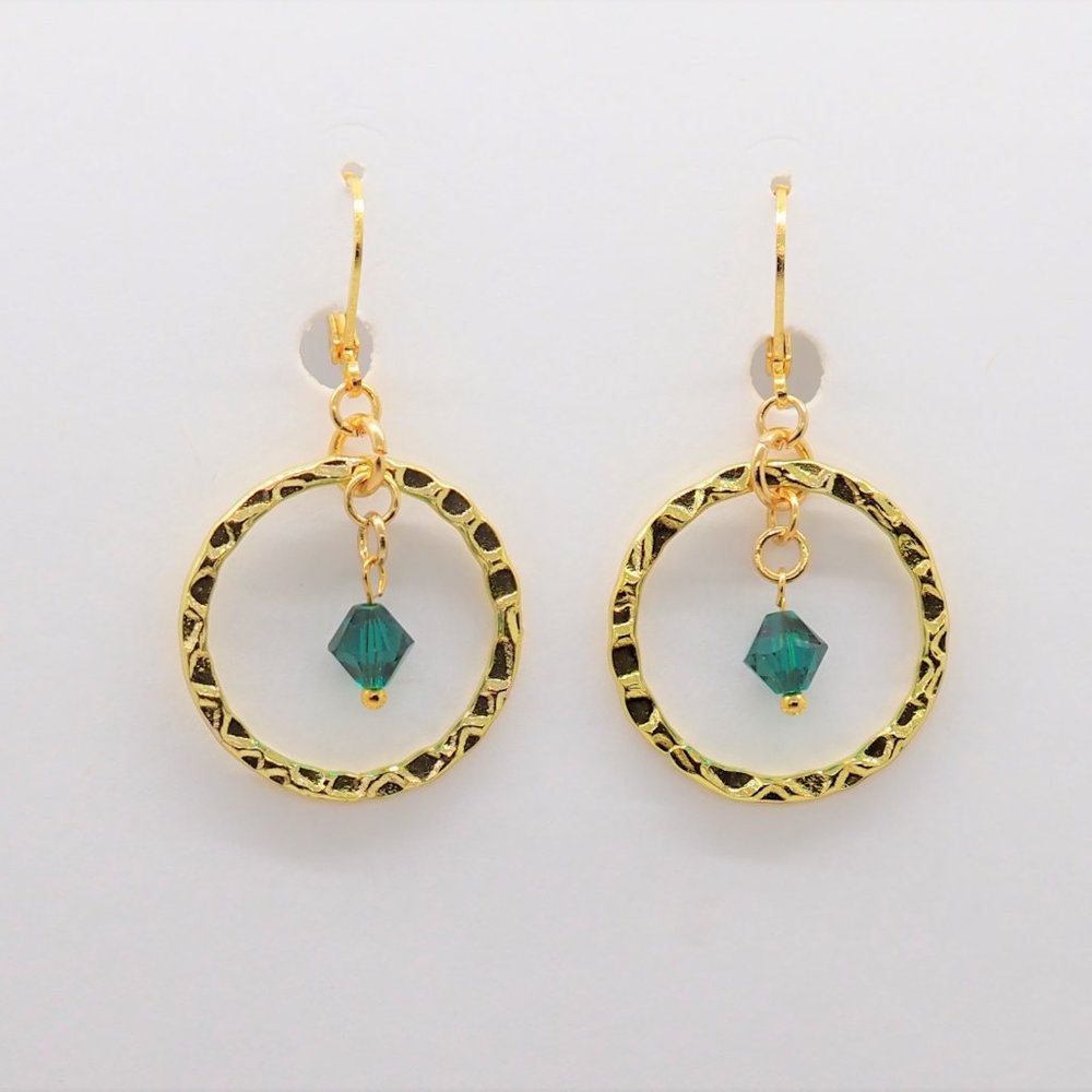 Hammered Green Gold Earrings